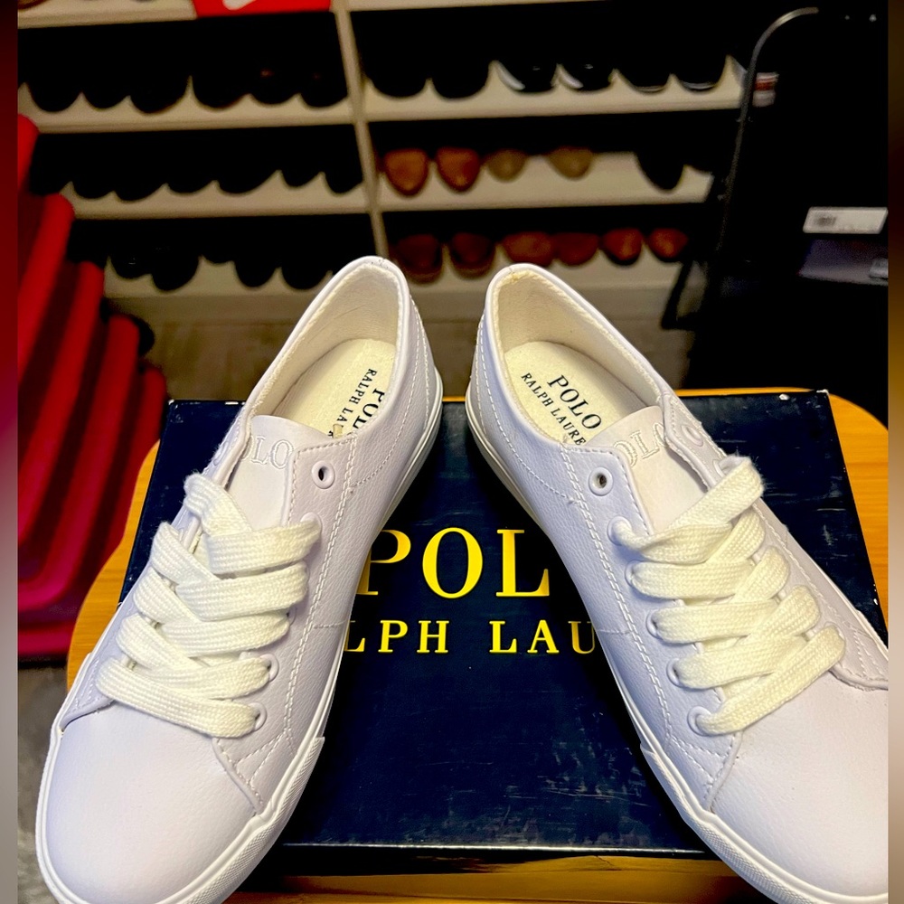 Brand New Polo Ralph Lauren “Triple White Scholar” Youth Casual Sneaker